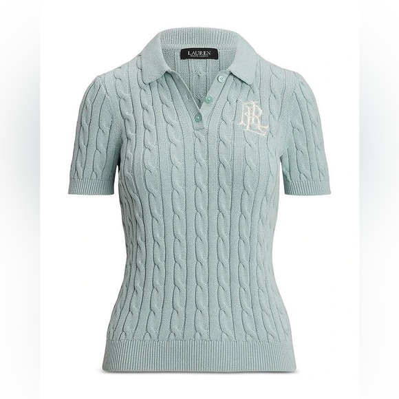 Lauren Ralph Lauren ~ Cable-Knit Cotton Polo Sweater - Picture 6 of 8